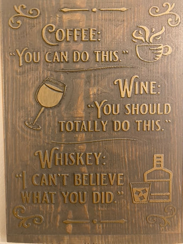 Coffee, Wine, Whiskey Sign
